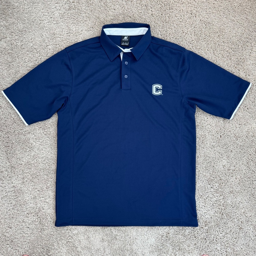 Vtg Sports Specialities UConn Huskies Polo Shirt Men M Navy Blue White Trim Logo